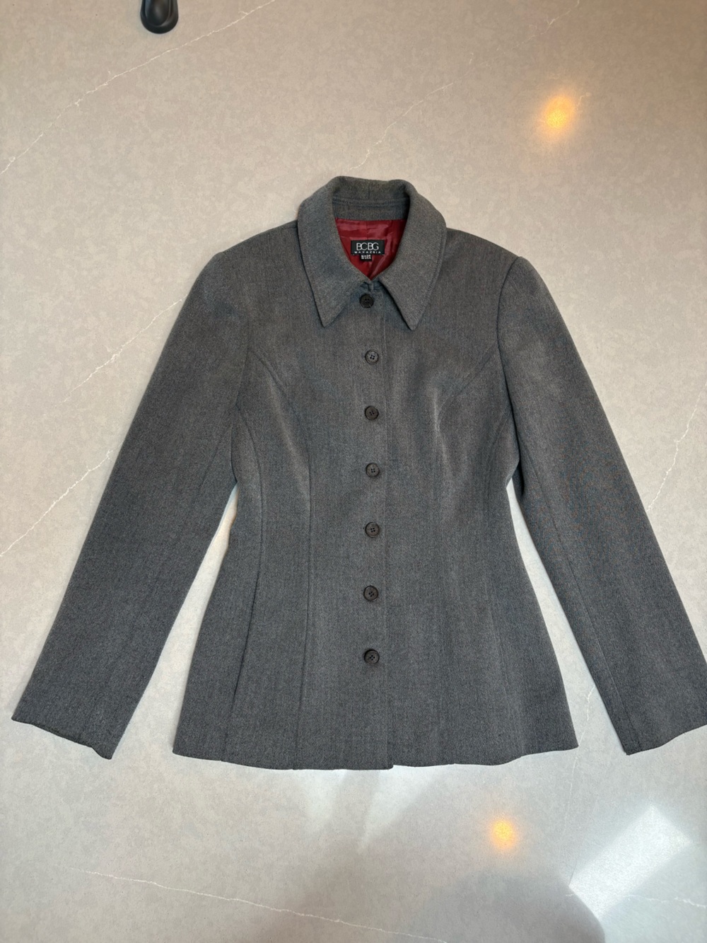 Vintage BCBGMAXAZRIA Gray Button-Front Wool Jacket